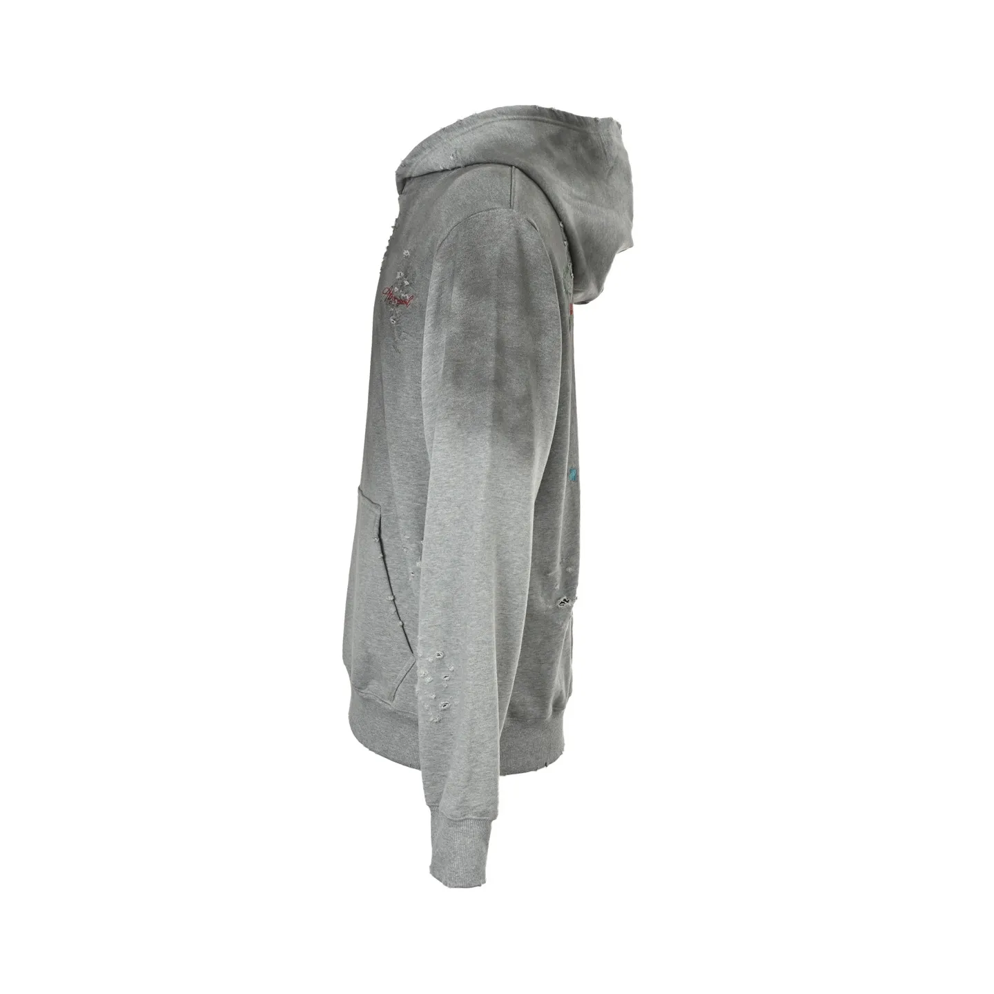Louis Vuitton/Louis Vuitton 25Fw back floral embroidered washed hole hooded sweatshirt